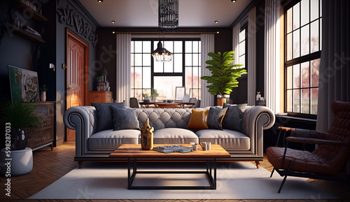 Luxurious modern living room Interior Design With Furniture © Isuru Pic