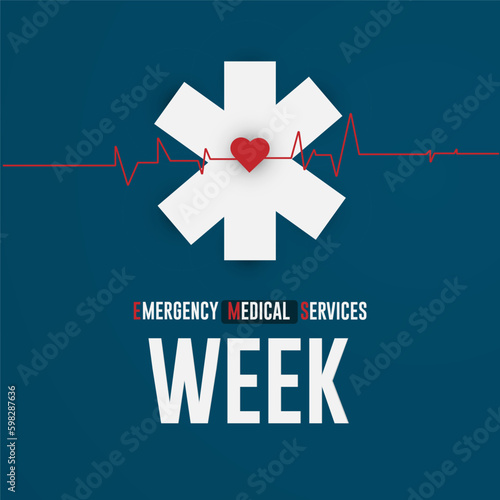 Art & IllusHappy National Emergency Medical Services Week. The Annual Celebration of United States of America Medical Concepts. Poster, card, and banner design vector illustration.tration