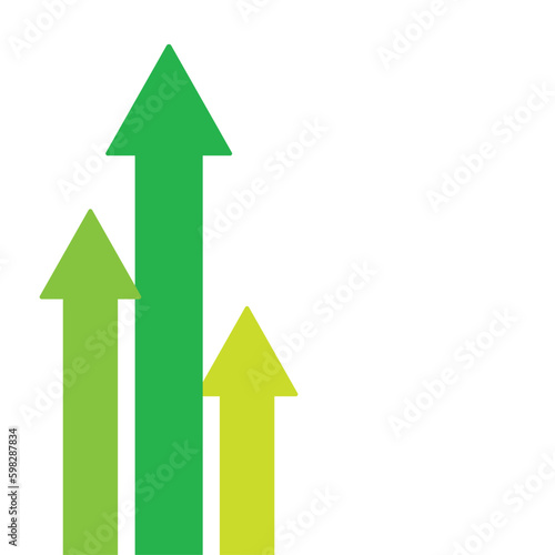 green arrow pointing up followed by two light green little arrows up trend grow up economic graph