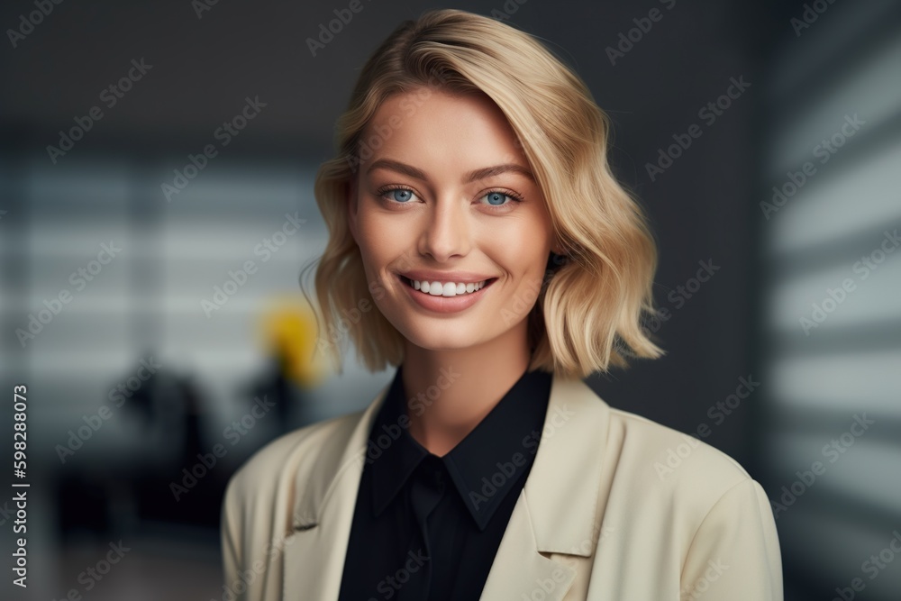 Portrait of a young smiling businesswoman in a corporate office Portrait of a young smiling businesswoman in a corporate office
