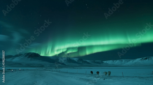 photo of aurora in the north pole. AI generative © SANGHYUN