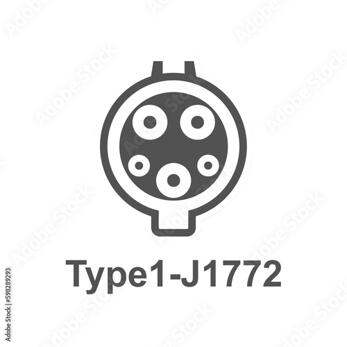 Type1 J1772 of EV electric vehicle charger plugs or sockets, png element.