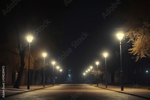 Night street light. Generate Ai