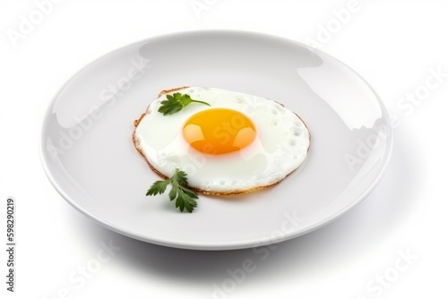 Plate delicious fried egg protein. Generate Ai