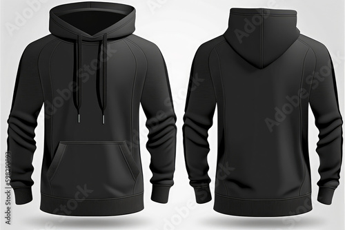 sweater hoodie template, front and back, generative AI