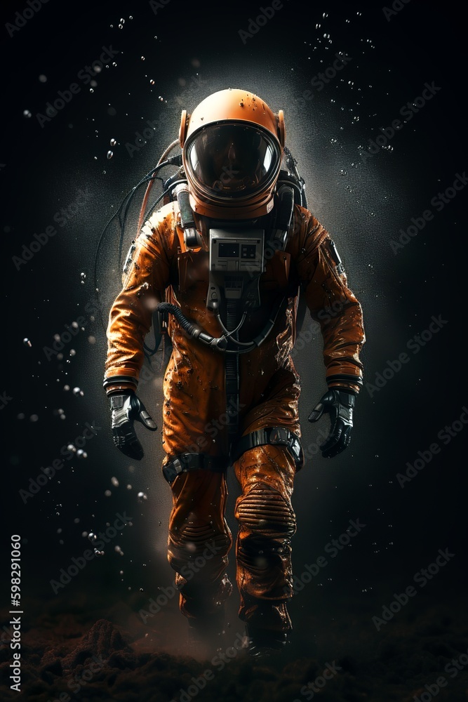 An astronaut runs from the Martian storm, Generative AI An astronaut runs from the Martian storm, Generative AI