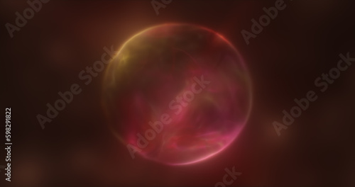 Abstract red orange energy sphere round glowing magical digital futuristic space background