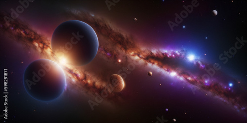 outer space-themed background with a detailed depiction of a galaxy. Generative AI