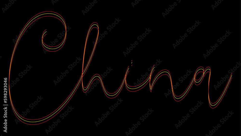 Glitch effect Country name China with original flag color Text or Typography, Vector Illustration. Glitch effect Country name China with original flag color Text or Typography, Vector Illustration.