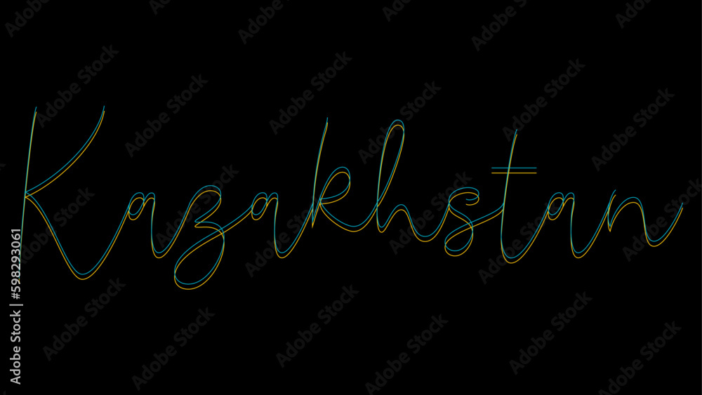 Glitch effect Country name kazakhstan with original flag color Text or Typography, Vector Illustration. Glitch effect Country name kazakhstan with original flag color Text or Typography, Vector Illustration.