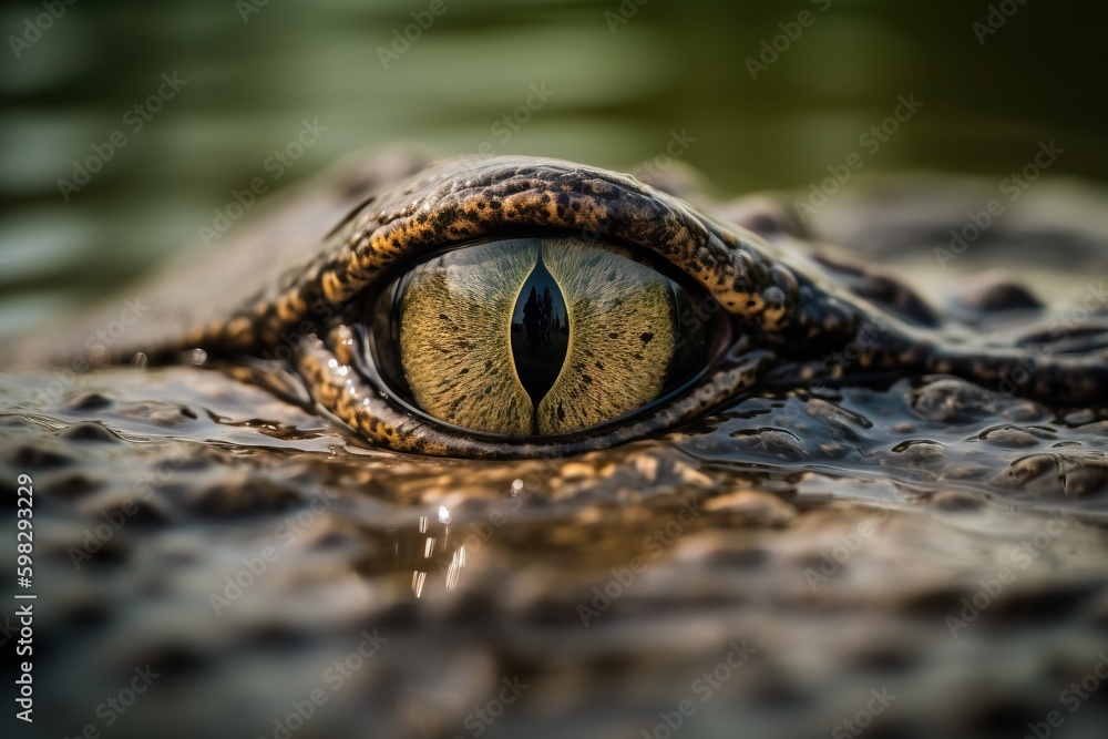 Alligator eyes peering above waterlin Alligator eyes peering above waterlin