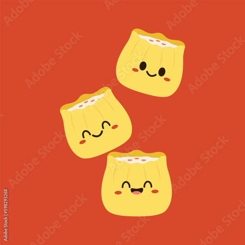 Siu Mai (Shumai) – Chinese steamed dumplings. Siu Mai is Chinese food. cartoon vector.