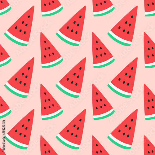 seamless watermelon pattern on pink background.Summer concept.Flat design.	