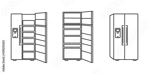 Fridge in the linear style icon.	