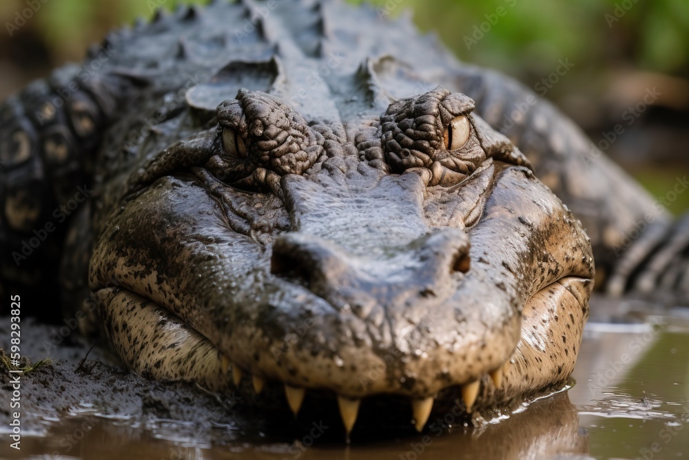 Obraz premium Alligator with a muddy snou