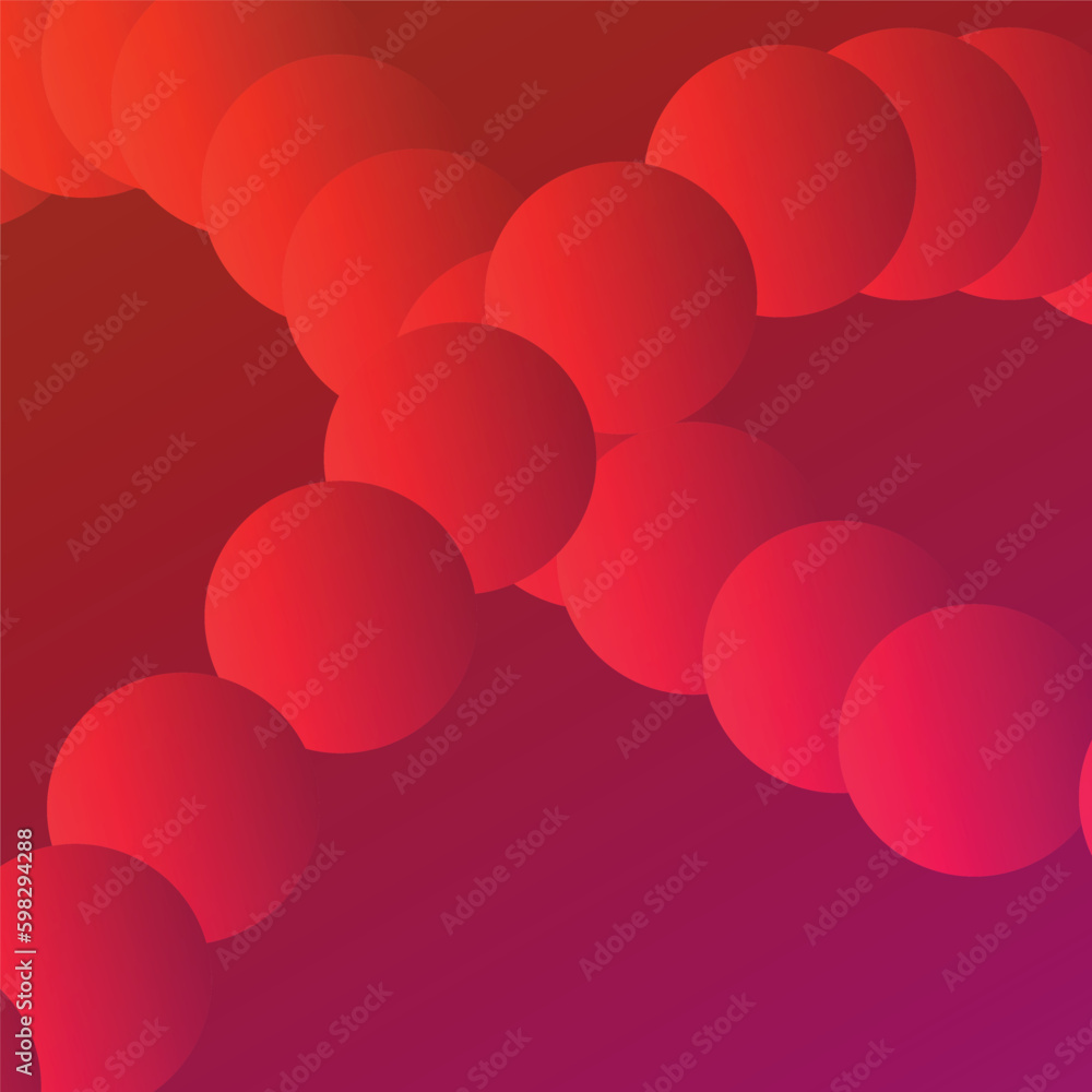 Falling red soft spheres. Vector realistic illustration.  Dynamic wallpaper with balls or particles. 