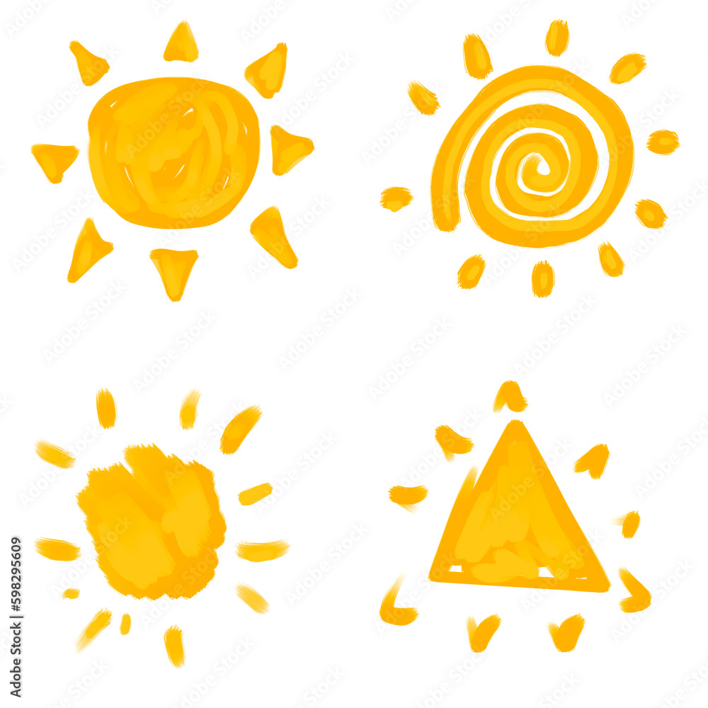 Sonnen gezeichnet, Set Stock Illustration | Adobe Stock