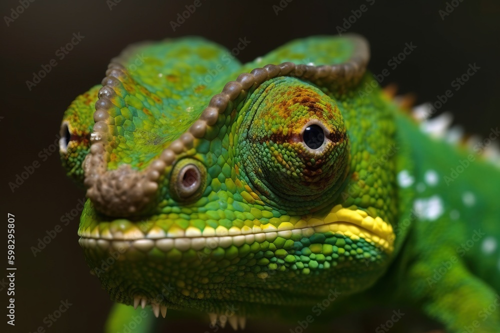 Fototapeta premium Chameleon with its eyes pointing in different direction
