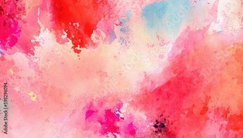 Red abstract watercolor background. Generative AI.