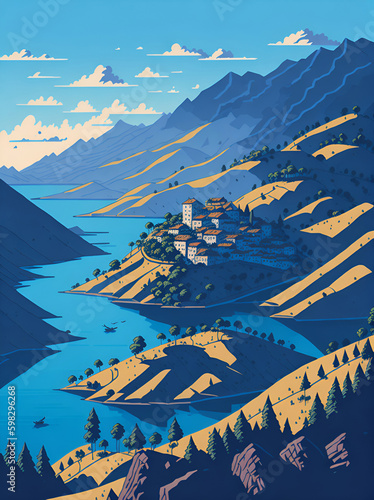 Douro Valley landscape. AI generated illustration © vector_master