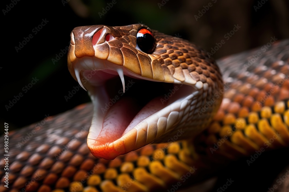 Fototapeta premium Cobra with its tongue flicking ou