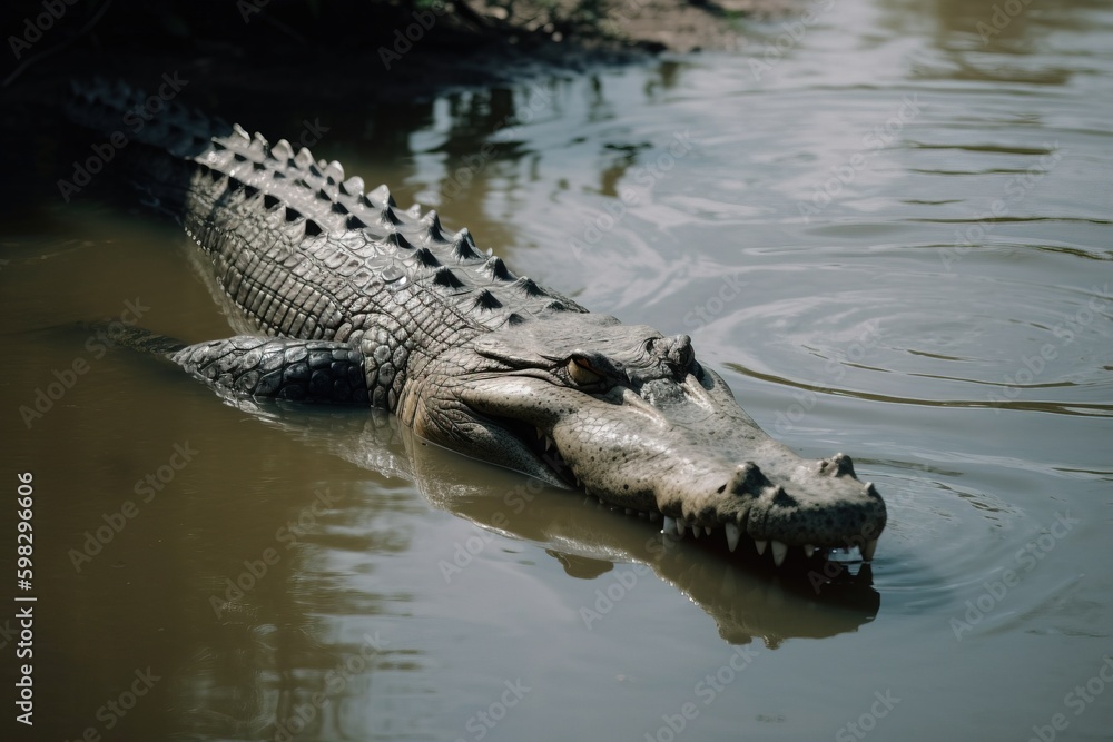 Crocodile floating in a rive