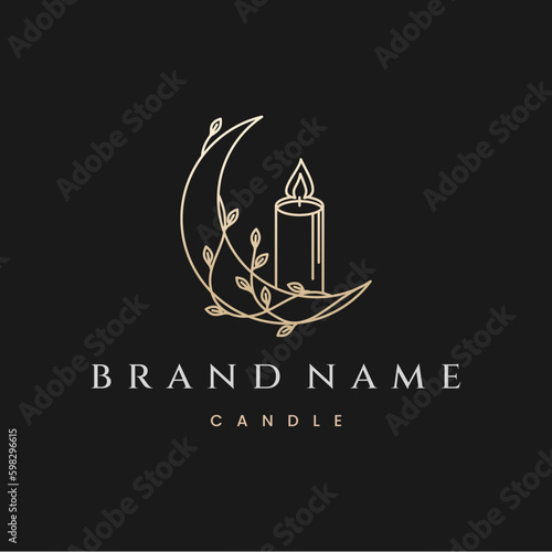 Moon Candle Elegant Luxury Logo Design