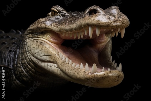 Crocodile with its mouth ope