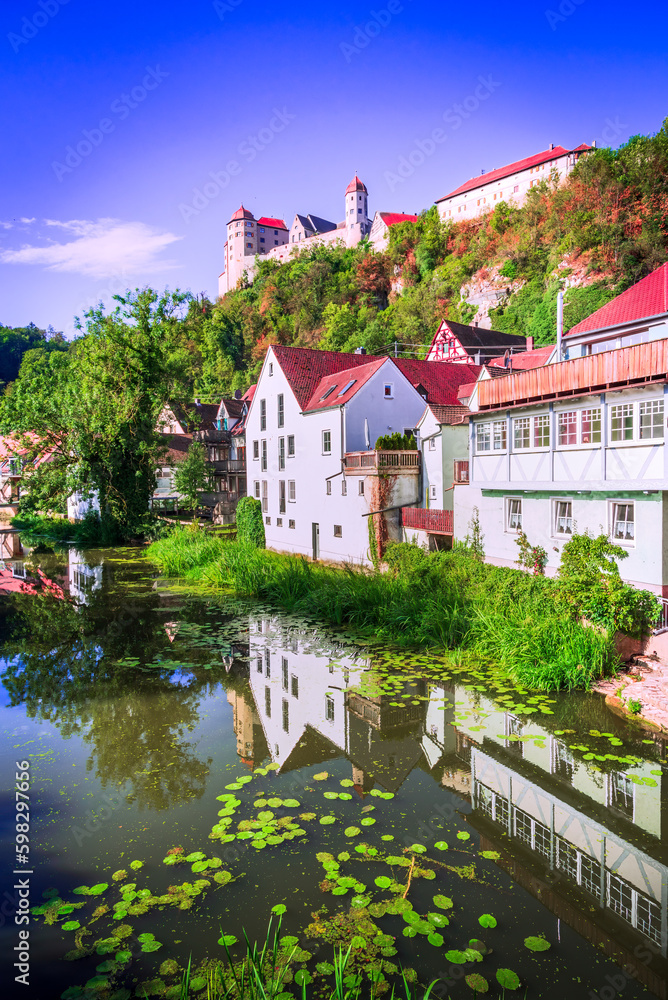 Harburg, Germany. Beautiful medieval village in historical Swabia, Bavaria, Wornitz valley.