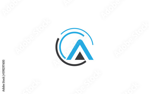Technology and tech connect circle logo design with alphabet brand and business flat icon design