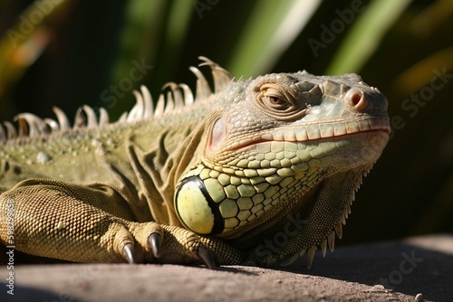 Iguana basking in the su