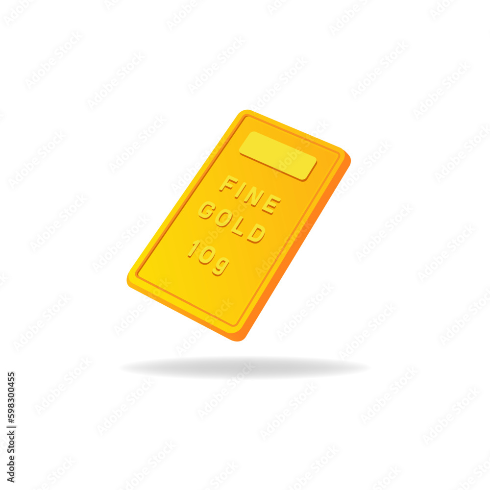 Minted gold ingot bar vector isolated illustration