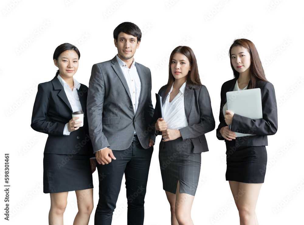 Group portrait young colleagues of Asian creative business team. on formal suit Group portrait young colleagues of Asian creative business team. on formal suit