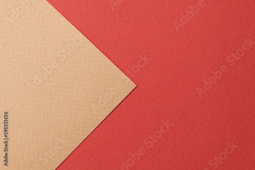 Rough kraft paper background, paper texture red beige colors. Mockup with copy space for text