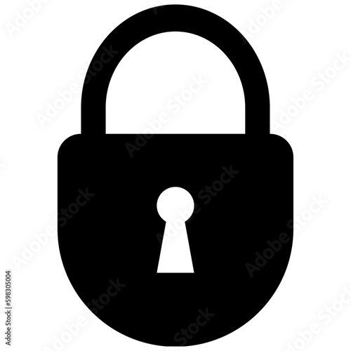 Lock icon, flat style black color curved bottom padlock with keyhole for web, app, mobile, UI, game, logo, security, secret, privacy, safety, password idea concept symbol with isolated background.