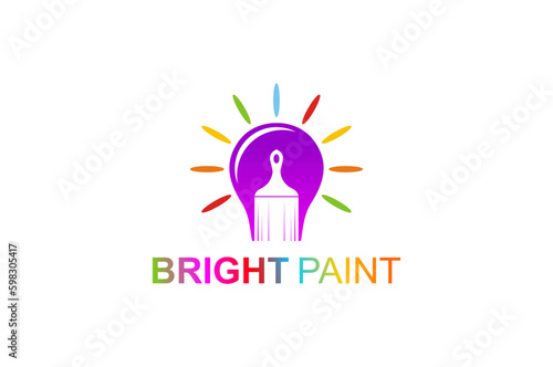 Lightbulb lamp logo design brush paint creative icon symbol