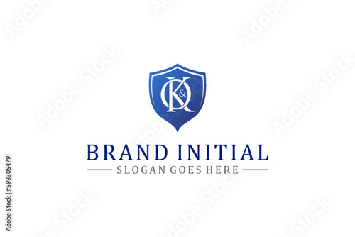 Shield logo K initial letter illustration