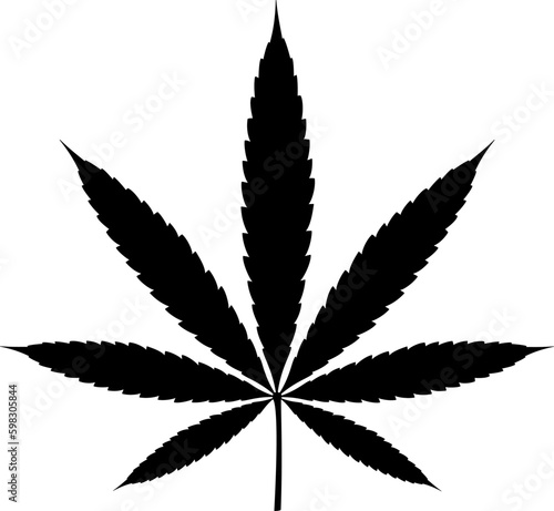 Silhouette of marijuana leaf. Vector illustration of cannabis plant leaf Generative AI