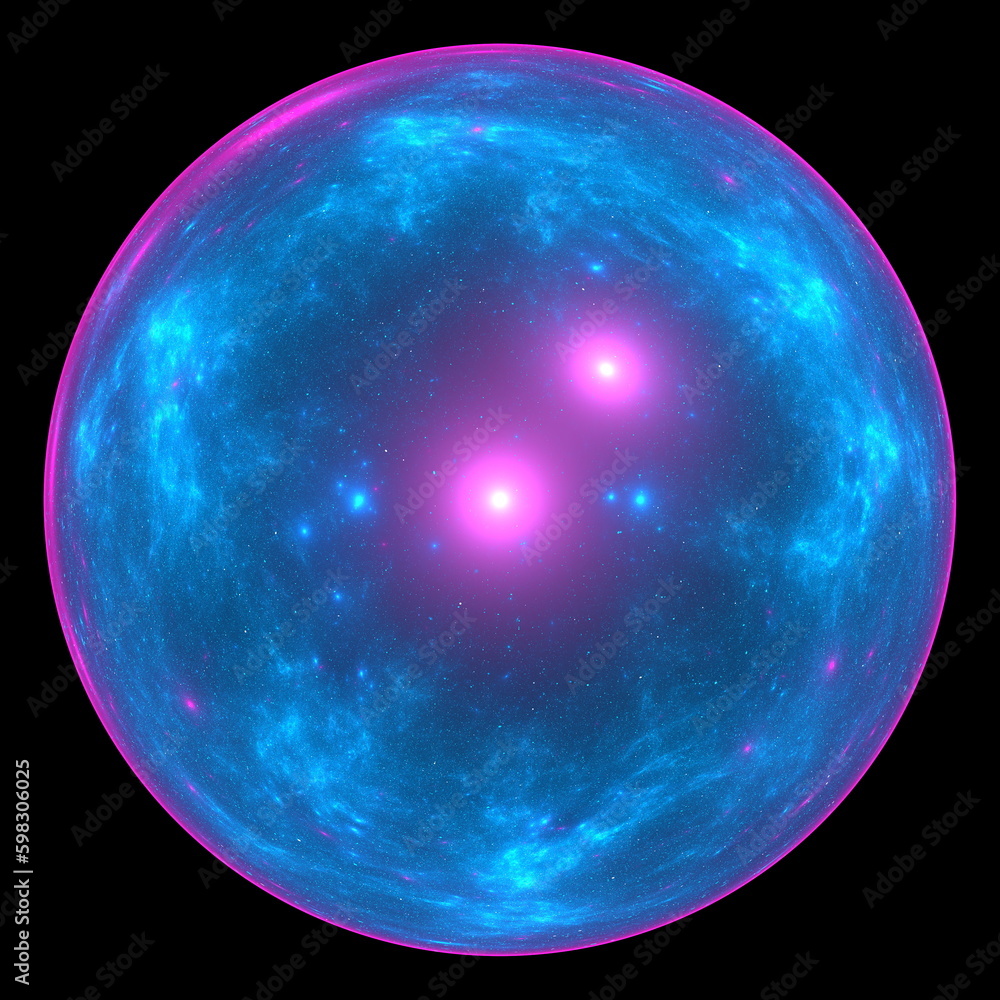 Obraz premium Luminous modern abstract background, fractal world. Digital space for use in design. Round shapes and lines. 3d render