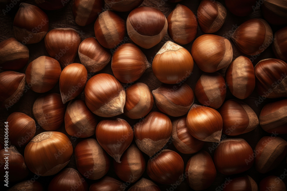 Fresh chestnuts on the market. Created with Generative AI Technology. Fresh chestnuts on the market. Created with Generative AI Technology.