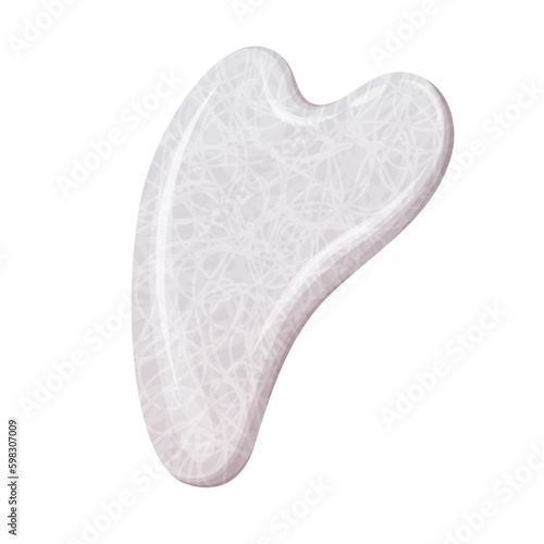Gua sha for face and body massage made of natural stone, white agate, rose quartz. Concept for skin care, self-care. Trendy vector illustration.