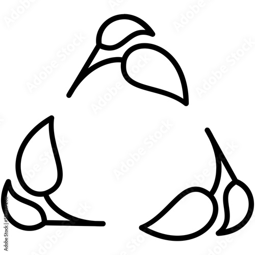 Biodegradable Icon. Recycle Leaf Symbol. Line Icon Vector Stock 