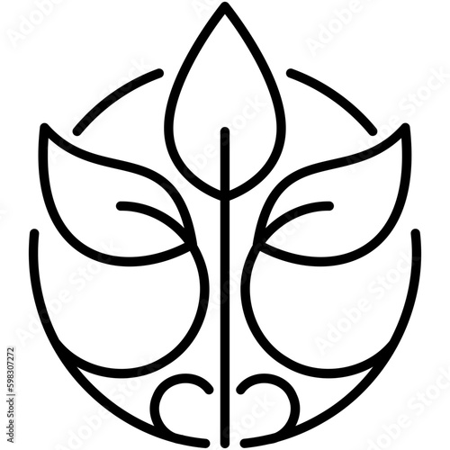 Biodegradable Icon. Recycle Leaf Symbol. Line Icon Vector Stock 