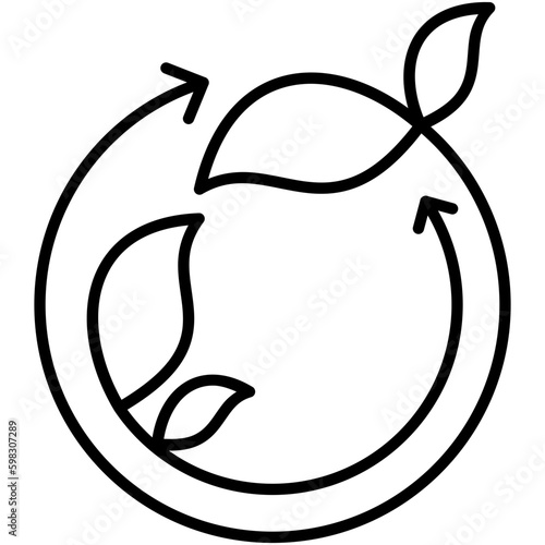 Biodegradable Icon. Recycle Leaf Symbol. Line Icon Vector Stock 