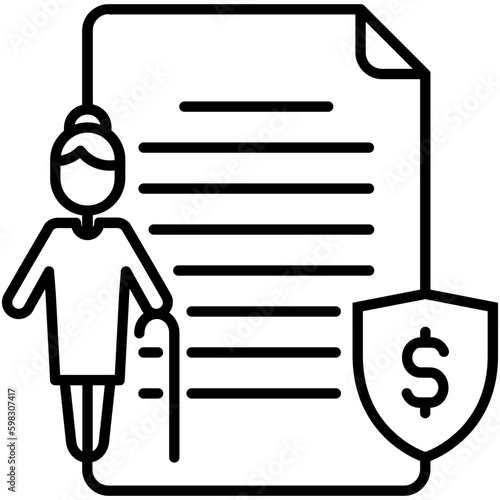 Pension Icon. Retirement Fund Plan Symbol. Line Icon Vector Stock 