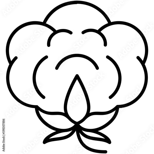 Cotton Ball Icon. Cotton Flower Symbol. Line Icon Vector Stock 