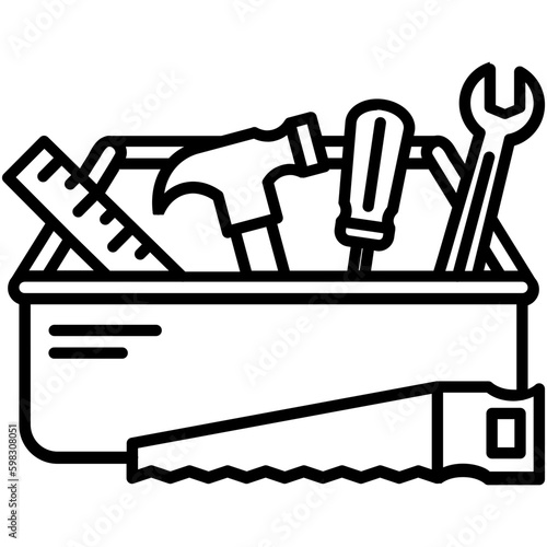 carpenter icon. hammer tool building symbol. line icon vector stock