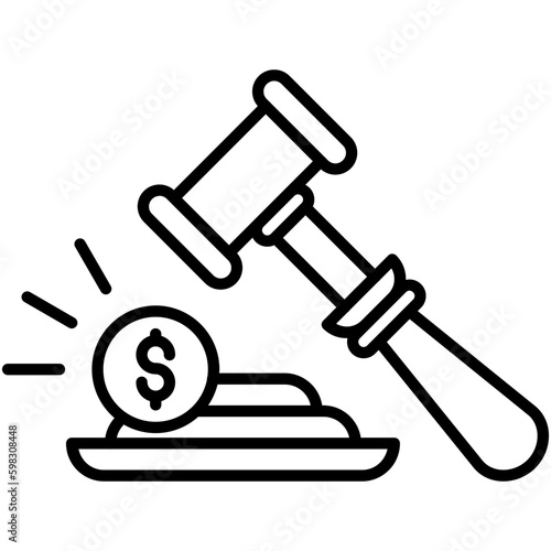 Auction Icon. Bid Deal Act Symbol. Line Icon Vector Stock 