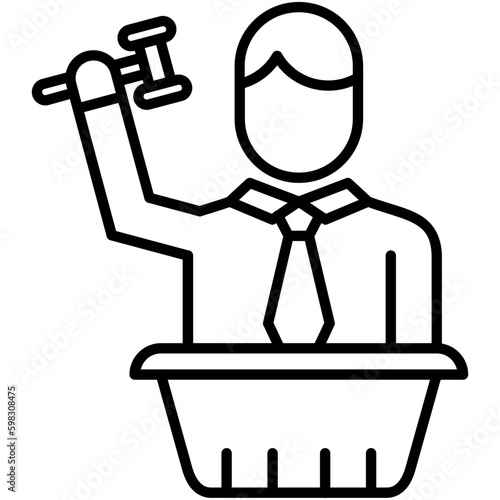 Auctioneer Icon. Auction Act Symbol. Line Icon Vector Stock 