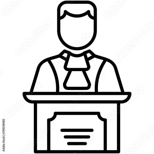 Judge Icon. Auction Act Symbol. Line Icon Vector Stock 